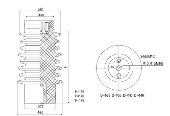 H=170mm Epoxy Resin Medium Voltage Insulators Convenient Installation